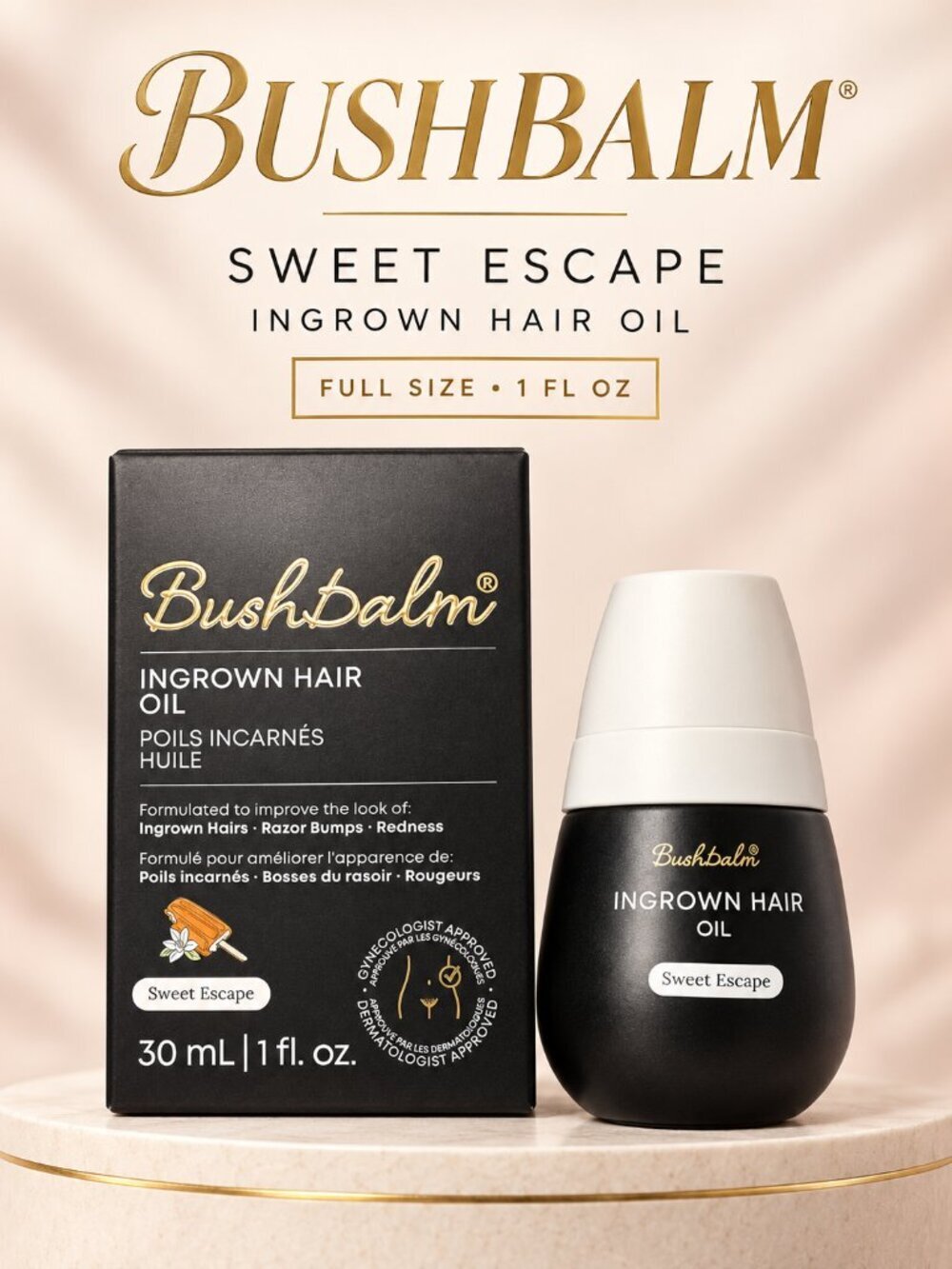 Bushbalm Sweet Escape Ingrown Hair Oil Full Size 1 oz NIB